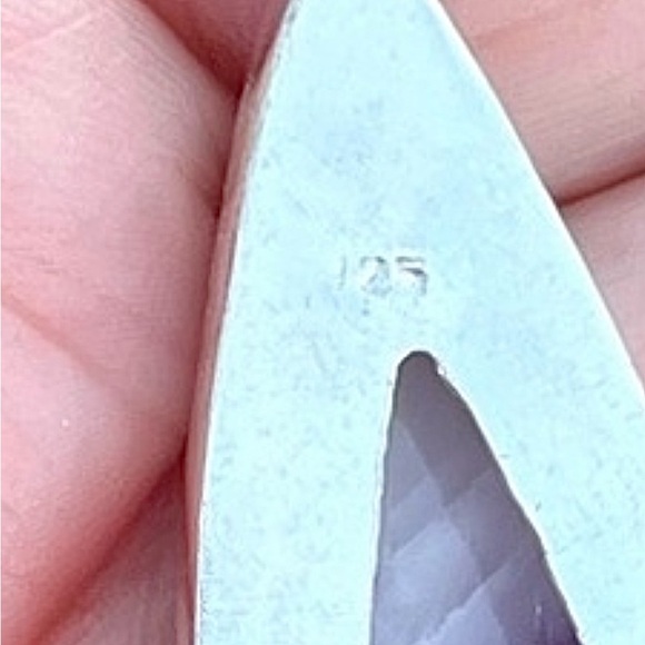 Large Teardrop Natural Chevron Amethyst 2.5” Sterling Silver Pendant - Picture 6 of 6